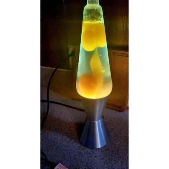 Vintage Lava Brand Motion Lamp Lava Lamp Yellow Silver Base